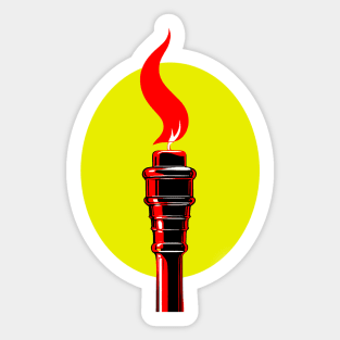 burning flame on a yellow background Sticker